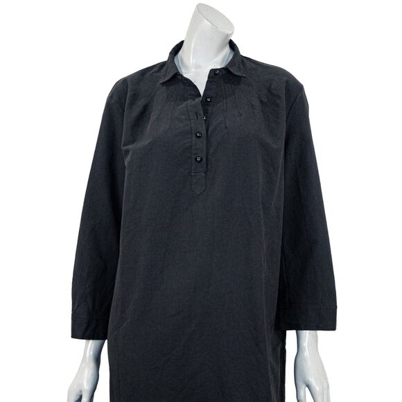 POMANDER Place Tuckernuck Women's 1/2 button short dress in black cotton size XL - Picture 6 of 10